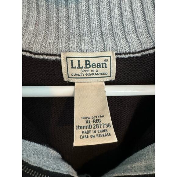L.L. Bean Mens Double Black 1/4 zip mock neck Sweater, XL; 100% Cotton - Picture 9 of 11